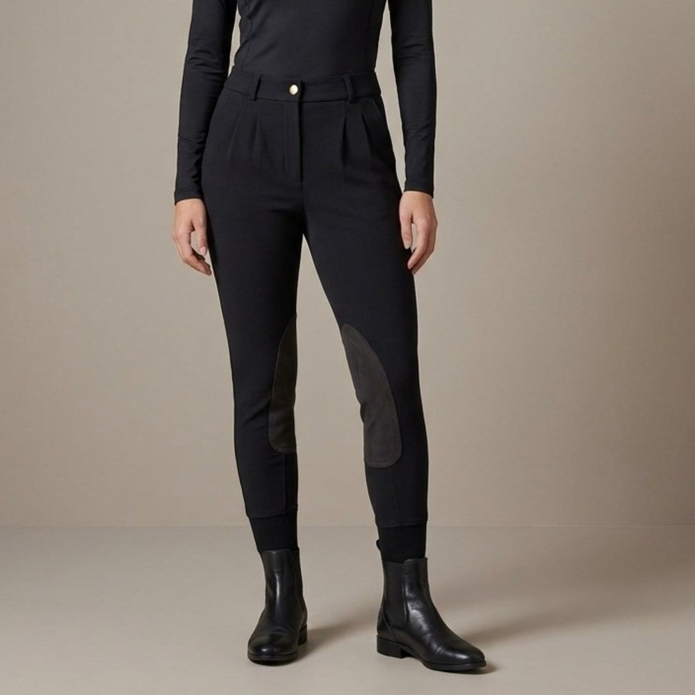 RIDING SPORT Women Breeches 26 Black Cotton Lycra Equestrian Herringbone